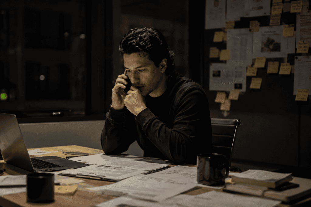 homme en réflexion dans le silence mental