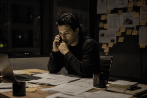 homme en réflexion dans le silence mental